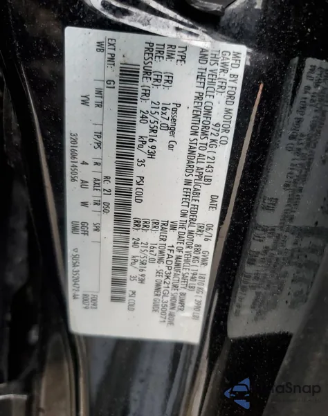 2016 Ford Focus Se z USA, uszkodzony, nr VIN 1FADP3K21GL350071